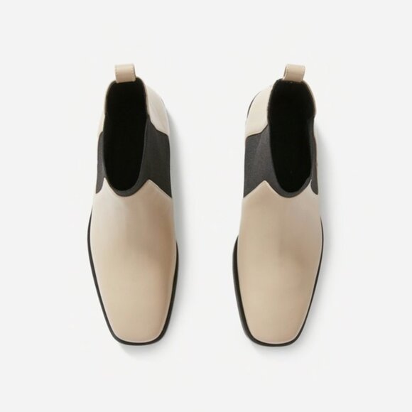 The Italian Leather Square Toe Chelsea Boot Size: 10.5 Cream - Picture 10 of 12